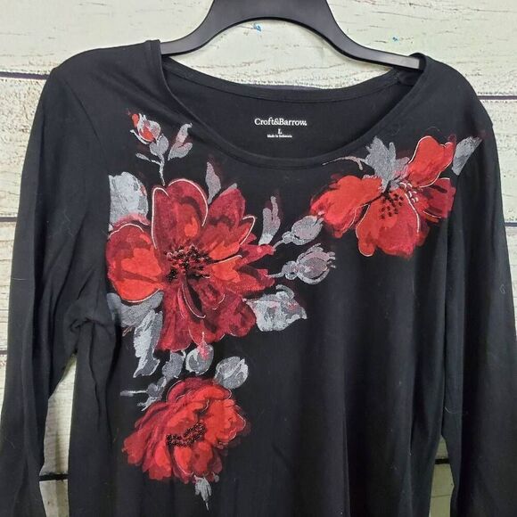 Croft & Barrow Large Black Top - Picture 2 of 7